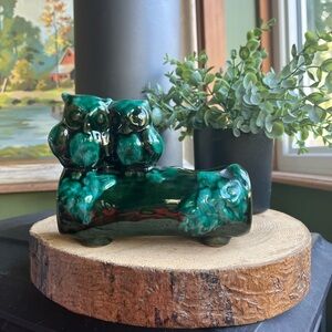 Green/Blue Drip Glaze Owls